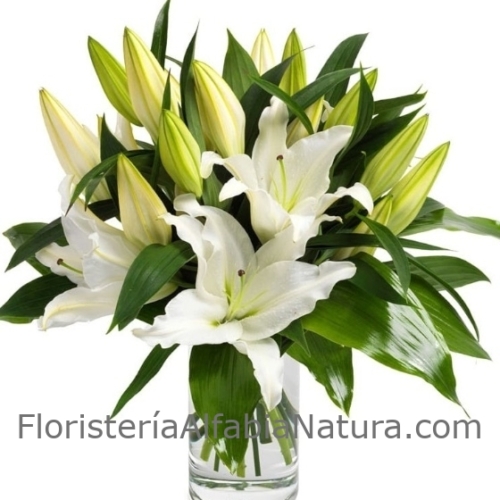 Jarrrón de cristal con liliums